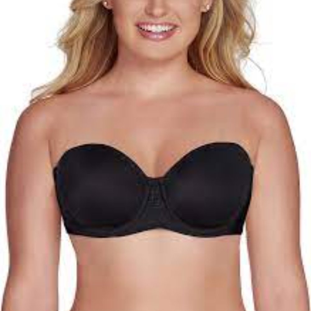 NWT Vanity Fair Beauty Back Full Figure Strapless Bra in Black 40DD Style 74380
